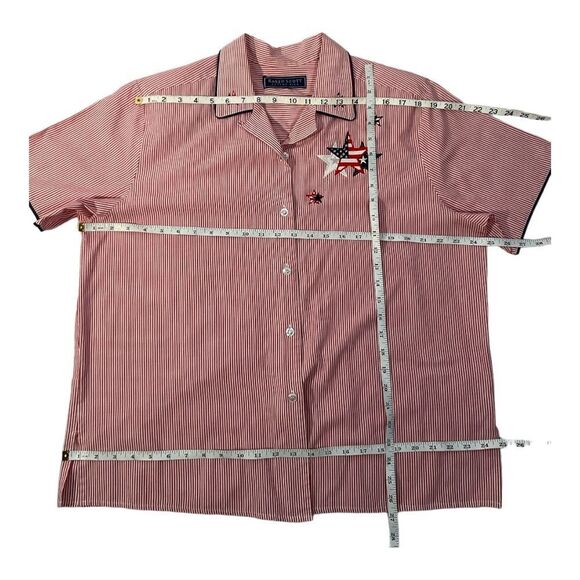 Karen Scott Shirt Womens Red White Blue Striped Stars Embroidered July 4 Size XL - Picture 11 of 14